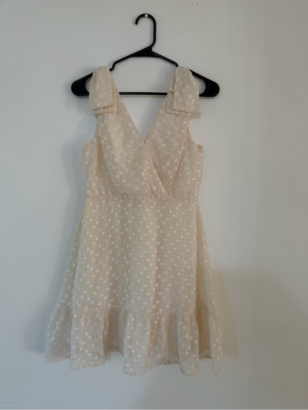 Altar'd State Cream Polka Dot V-Neck Mini Dress